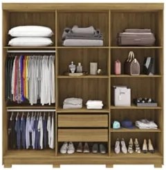 Guarda Roupa Casal 218cm Com Espelho Elegance Nature/Alasca - Vila Ric