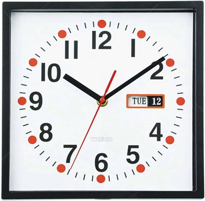 Relógio de Parede Quadrado com Calendário Preto - Urban - 24x24 cm