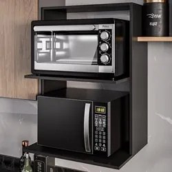 Suporte Micro-Ondas e Forno Armário Aéreo 60cm Turim M24 Preto - Mpoze