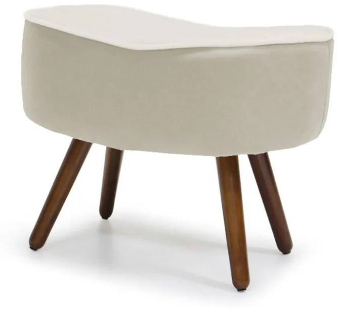 Puff Banqueta Astra com Pés Palito Suede Bege