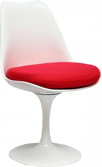 Cadeira Saarinen Sem Braço Branca Almofada Vermelha