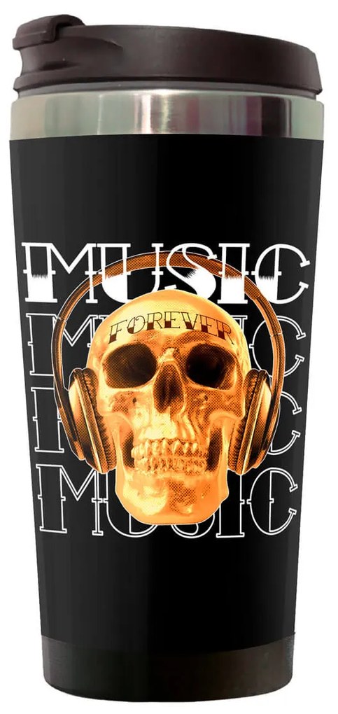 Copo Térmico 500ml Inox Caveira Skull Music Forever