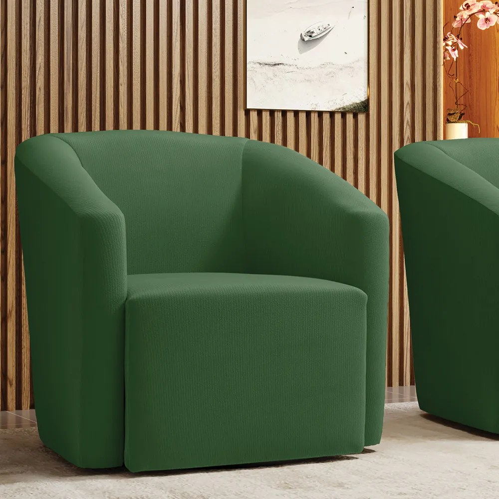 Poltrona Decorativa Base Giratória Stella Max Suede Verde D03 - D'Rossi