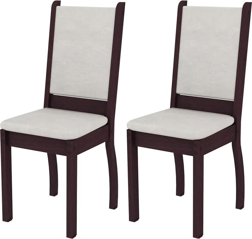 Kit 2 Cadeiras Veronese em Tecido Tabaco / Pérola