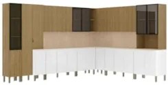 Armário de Cozinha CP08 Com Tampo 120cm Minsk Branco/Freijó Z06 - Mpoz