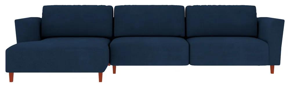 Sofá 330cm com Chaise Esquerda Franz Suede Azul G52 - Gran Belo