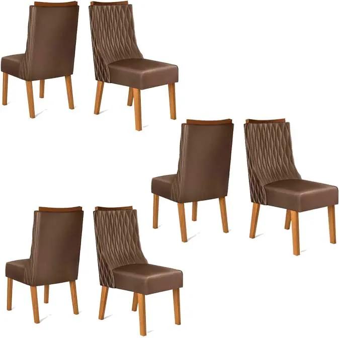 Conjunto 6 Cadeiras Amélia Carvalho Tecido Veludo Moca