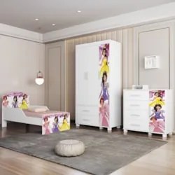 Quarto Infantil 3 Peças Com Mini Cama Princesa Rosa Z53 - Mpozenat