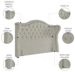 Cabeceira Cama Box Casal 140cm Antibes Z37 Boucle Cru - Mpozenato