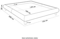 Cama Casal Base Box 138x188cm Pés Madeira Cold P02 Veludo Bege - Mpoze