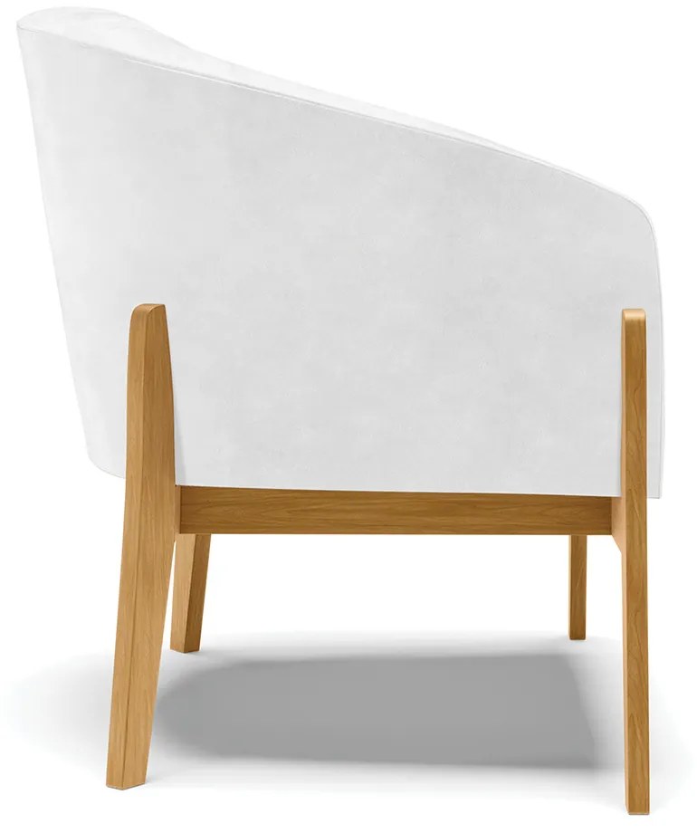 Poltrona Decorativa Base de Madeira kit 2 Stella Sintético PU D03 - D'Rossi - Branco