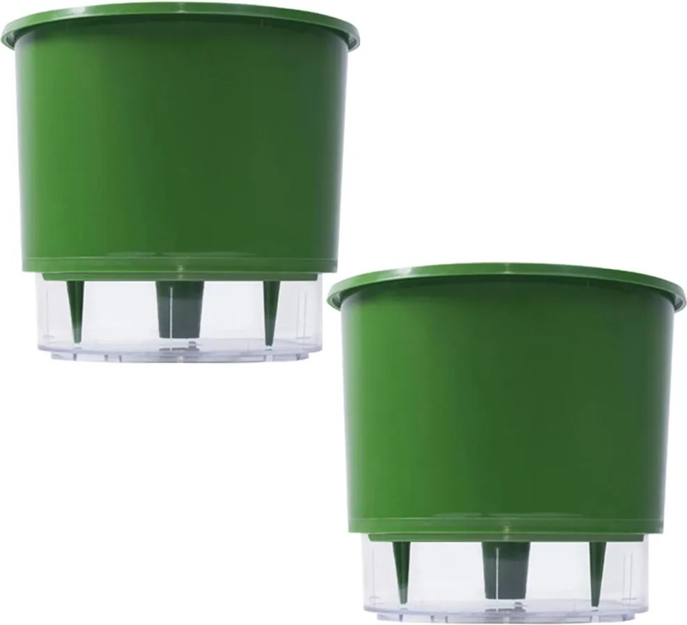 2 Vasos Raiz Auto Irrigável Verde Escuro 16x14 Autoirrigável