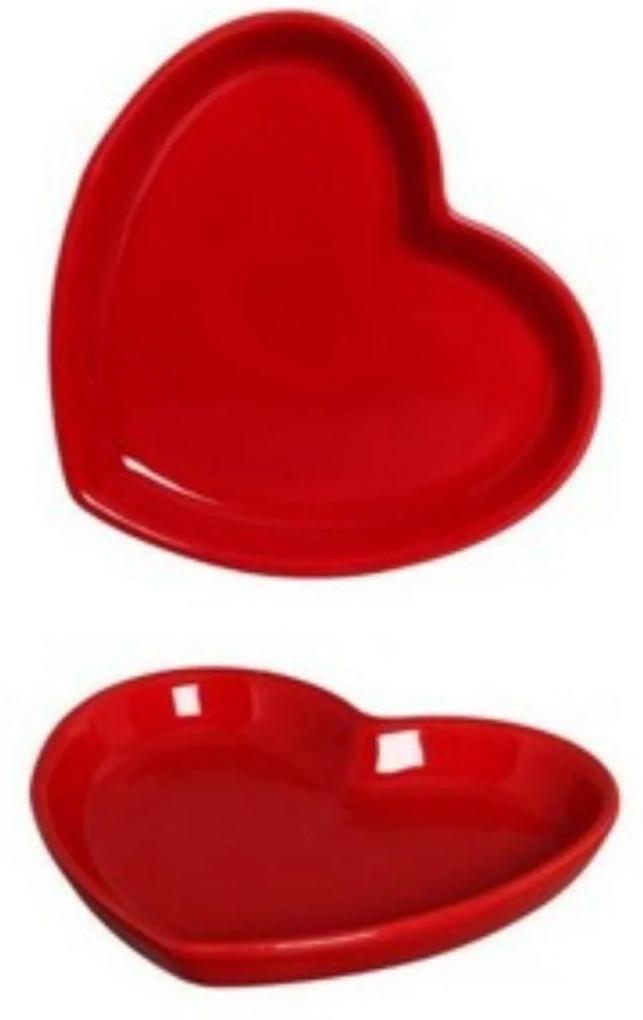 Prato Coração em Cerâmica 25x28 cm Vermelho – Silveira