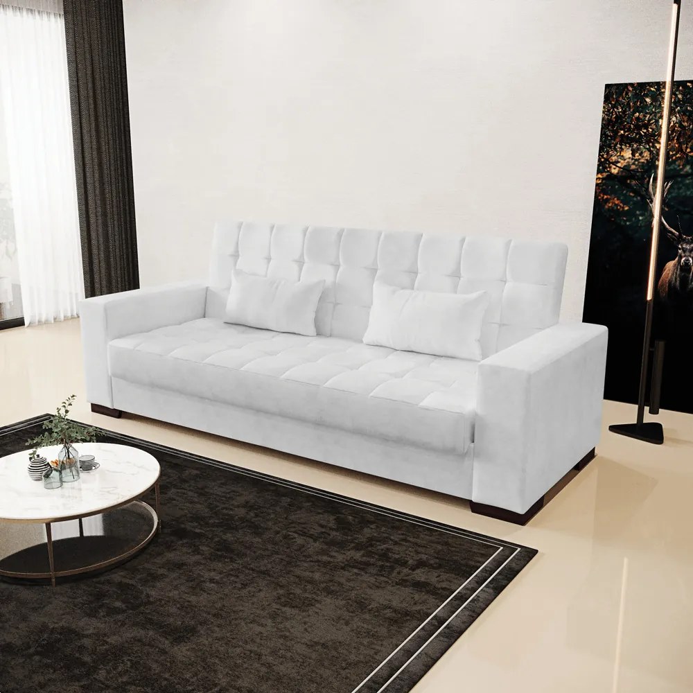 Sofá Cama Casal 3 Lugares 210cm Lisboa Corano  D03 - D'Rossi - Branco