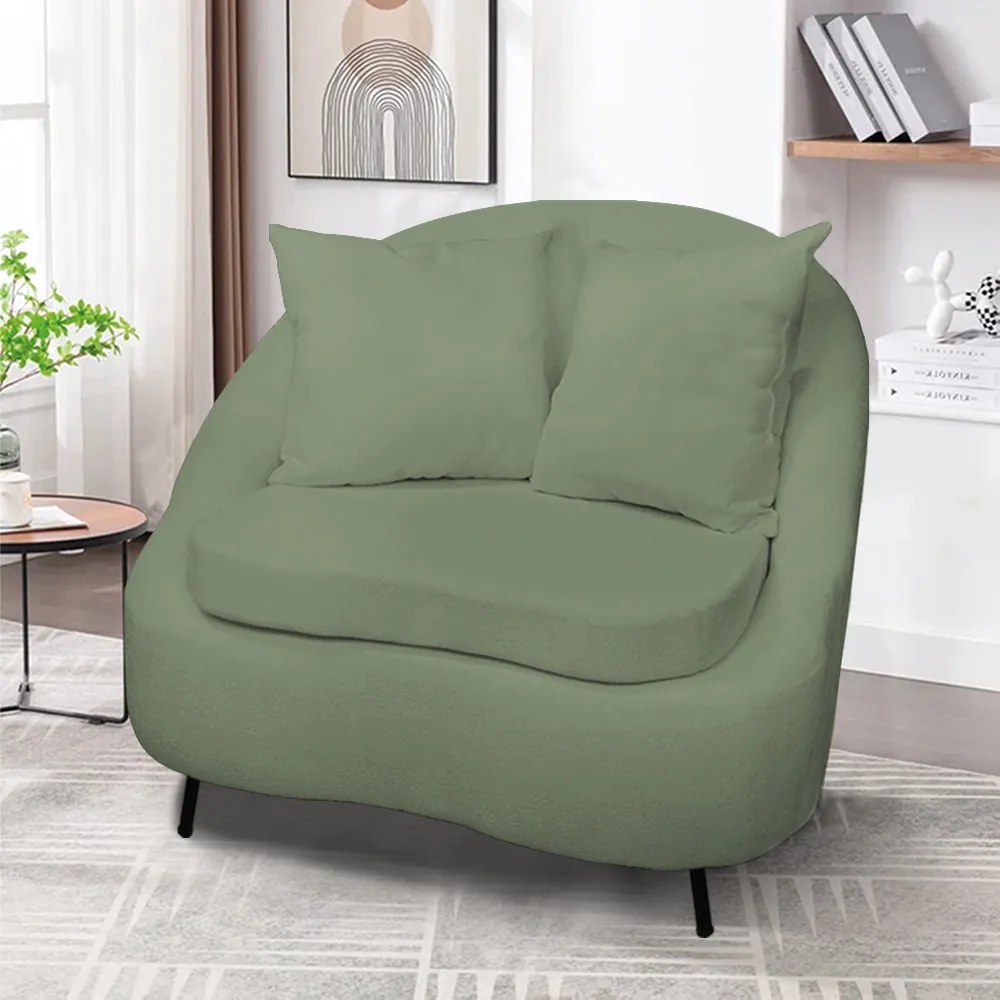 Poltrona Decorativa Orgânica Pé Ferro Pto Zaya Bouclê Menta C05 - D'Rossi