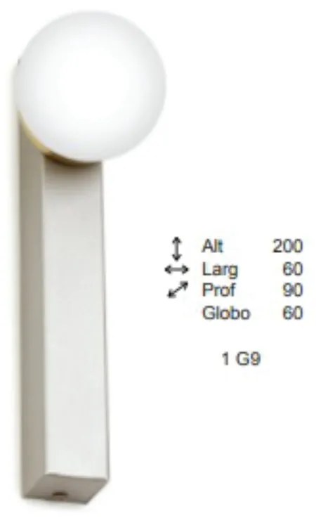 Arandela Point Slim 09X06X20Cm Globo Ø06Cm 1Xg9 - Old Artisan Ar-5564 (BRANCO / COBRE BRILHO, AMBAR)