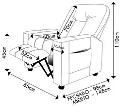 Poltrona do Papai Reclinável Para Cinema Praddo FH9 PU Camel - Mpozena