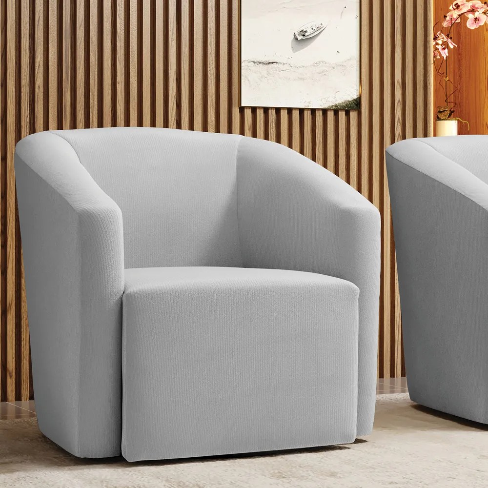 Poltrona Decorativa Base Giratória Stella Max Suede Cinza D03 - D'Rossi