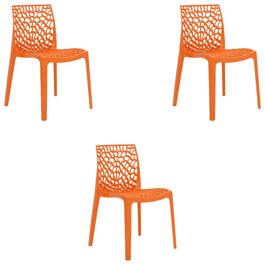Kit 3 Cadeiras Decorativas Sala e Cozinha Cruzzer (PP) Laranja G56 - Gran Belo