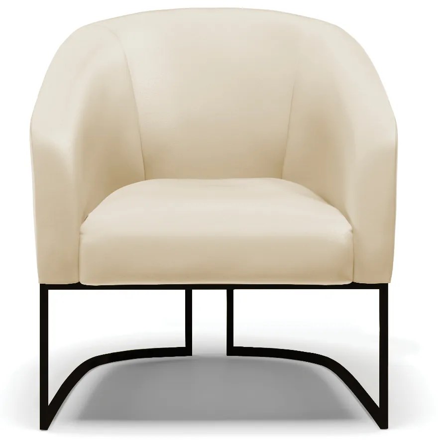 Poltrona Decorativa Industrial Preto Kit 2 Stella Sintético D03 - D'Rossi - Bege