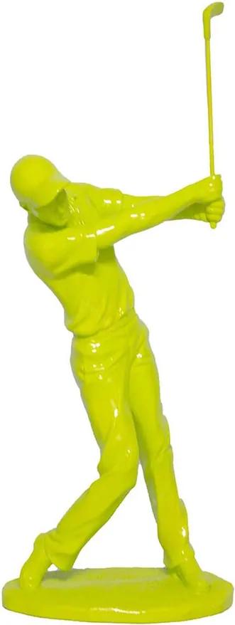 Estátua Golfista Amarelo Fullway - 47x19 cm