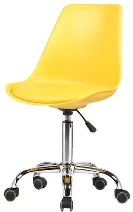 Cadeira Chicago Couro Amarelo Base Cromada Rodizio 102cm - 62572 Sun House
