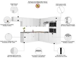 Armário de Cozinha Modulado de Canto 10 Peças Com Pia Inox CJ6 Duna P0