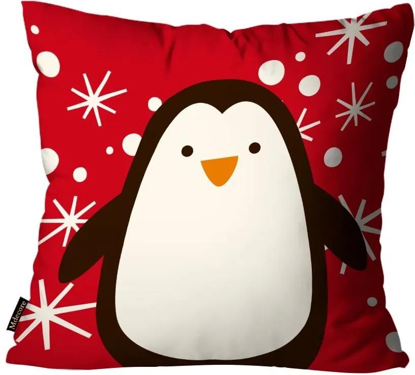 Capa para Almofada Mdecore Natal Pinguin Vermelha45x45cm