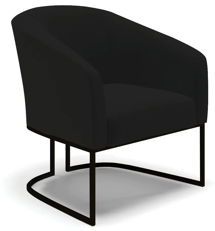 Namoradeira e 2 Poltronas Industrial Preto Stella Linho Preto D03 - D'Rossi