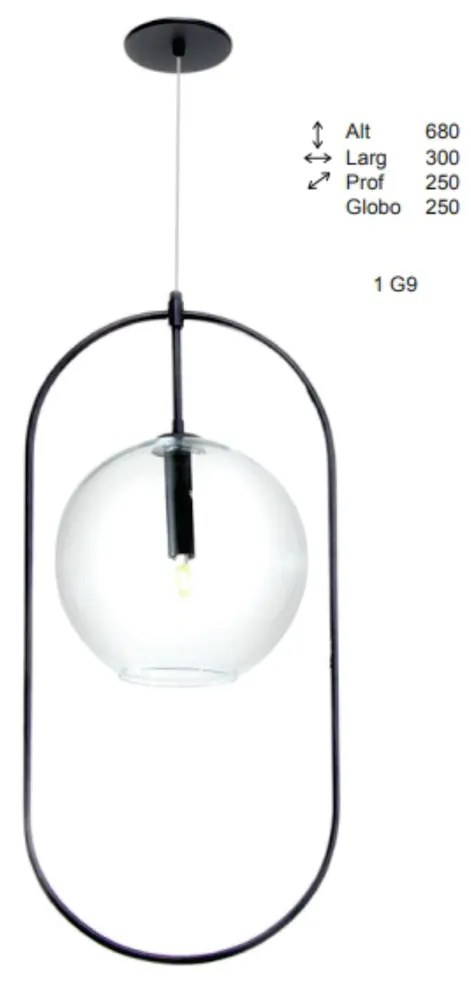 Pendente Oblong 25X30X68Cm Globo Ø25Cm Aberto 01Xg9 - Old Artisan Pd-5... (DOURADO FOSCO, FOSCO (Branco))