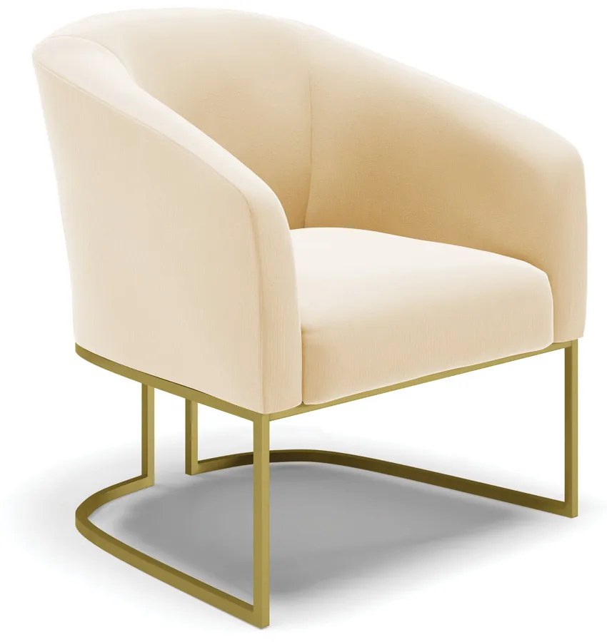 Namoradeira e 2 Poltronas Industrial Dourado Stella Suede Bege D03 - D'Rossi