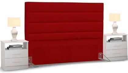 Cabeceira Cama Box Casal Queen 160cm Greta Corano Vermelho e 2 Criados Branco - Mpozenato
