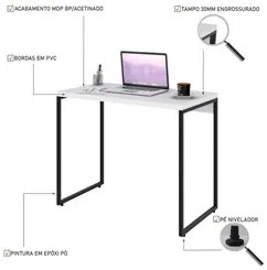 Mesa de Escritório Escrivaninha 90cm Dynamica Industrial C08 Branco Ch