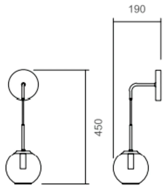 Arandela Ball Ø14X45Cm 1Xg9 / Metal E Globo Ø14Cm | Usina 16411/14 (CP-M - Champagne Metálico, AMBAR)
