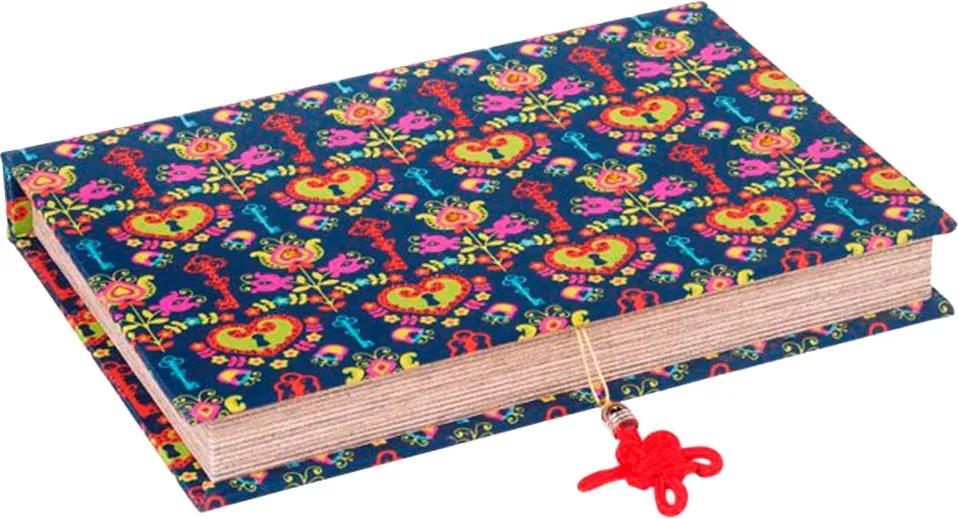 Book Box Chave Realeza Colorido em Madeira Revestido em Tecido