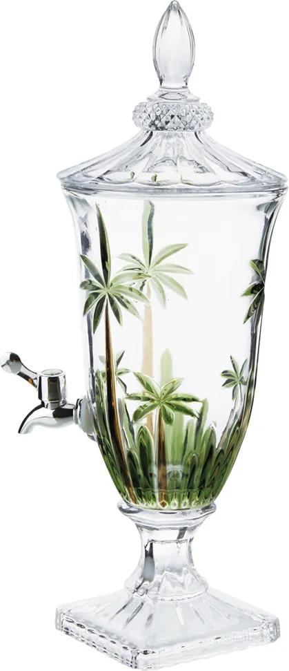 Dispenser de Cristal Ecológico Wolff Com Pé e Tampa Palm Tree Handpaint 2l