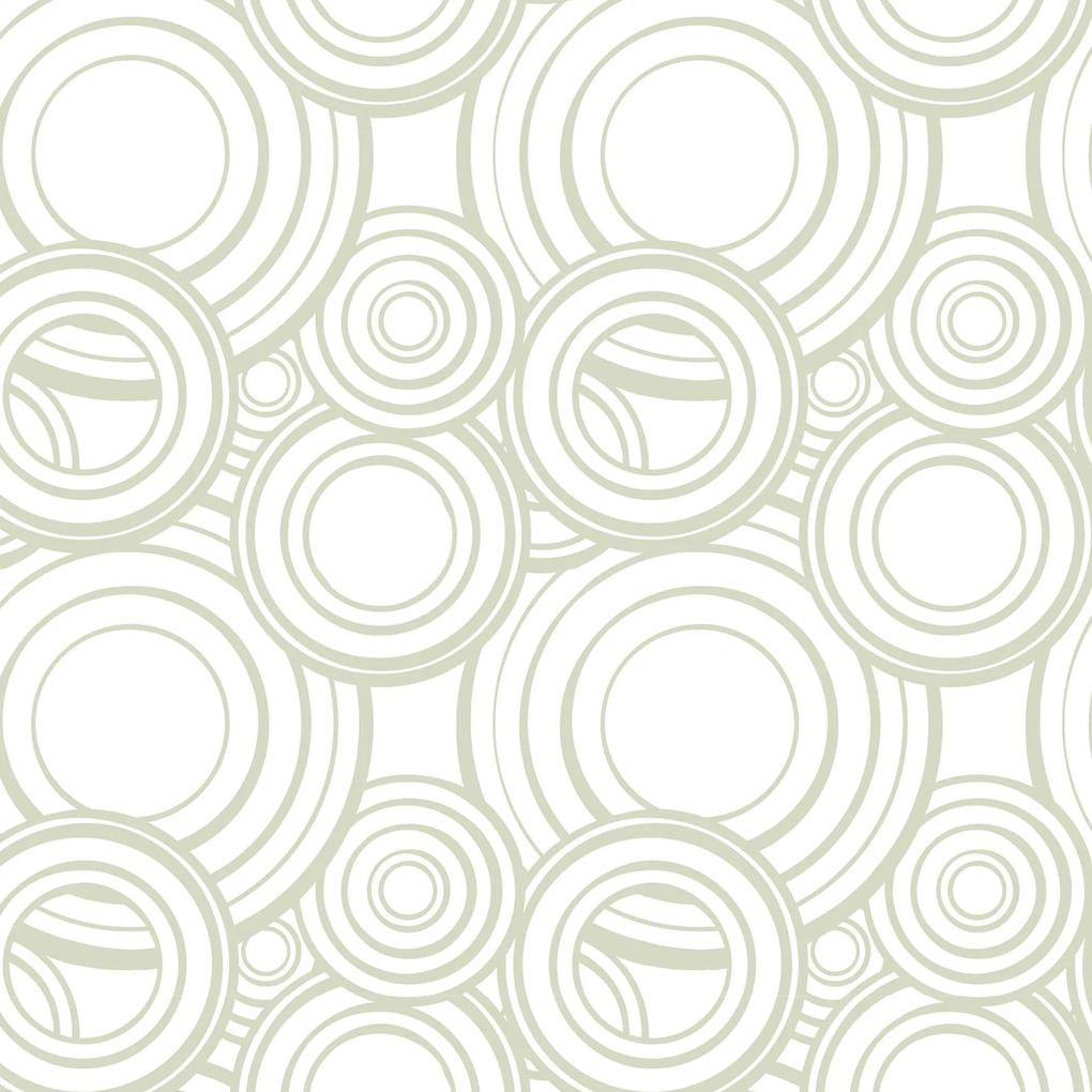 Papel de Parede Geométrico Círculos verde e branco 0.52m x 3.00m