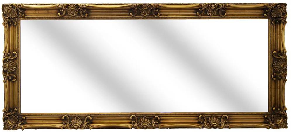 Espelho com Moldura em Madeira Entalhada Dourada - 180x80cm