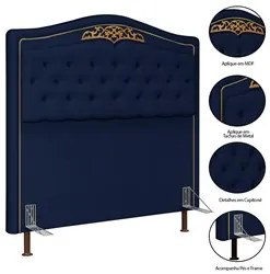 Cabeceira Cama Box Casal 140cm Com Calçadeira Baú Imperial Veludo J02