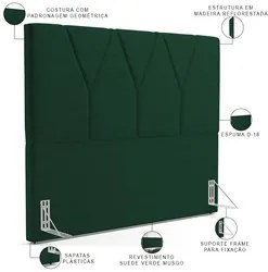 Cabeceira Cama Box Casal 140cm Aura Suede W01 Verde - Mpozenato