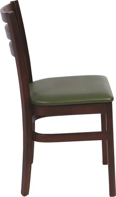 Cadeira sem braços de madeira tauari com estofado verde e acabamento tabaco Tramontina 14202438