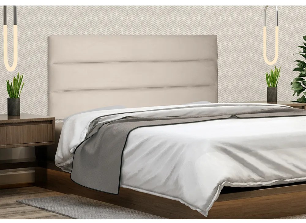 Cabeceira Painel La Italiana Para Cama Box Solteiro 90 cm Suede - D'Rossi - Bege