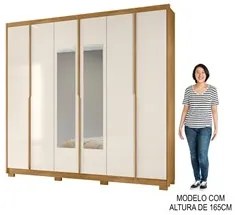 Guarda Roupa Casal com Espelho 6 Portas 242cm Duna M07 Freijó/Off Whit