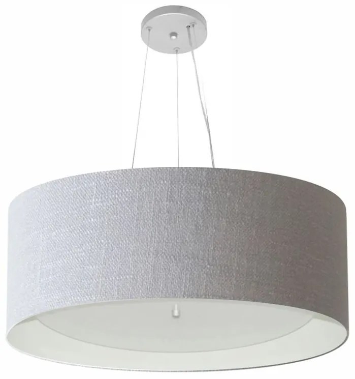 Lustre Pendente Cilíndrico Vivare Md-4013 Cúpula em Tecido 60x25cm - Bivolt