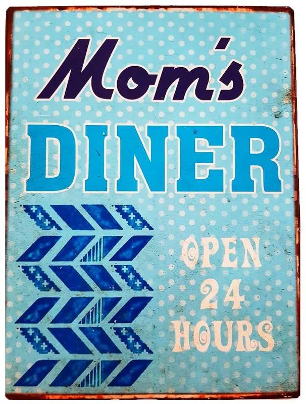 Placa De Metal Vintage Da Mom's Diner