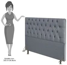 Cabeceira Cama Box Casal 140cm Diamante Linho J02 Cinza - Mpozenato