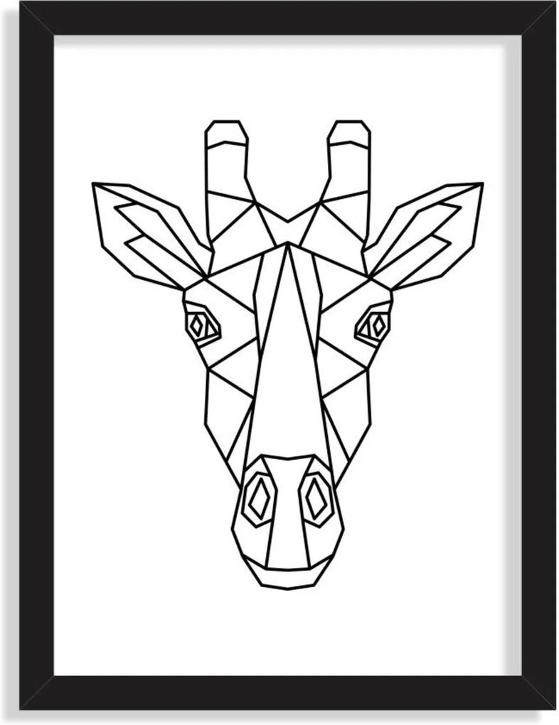 Quadro Decorativo Line Drawing Girafa Preto - Grande