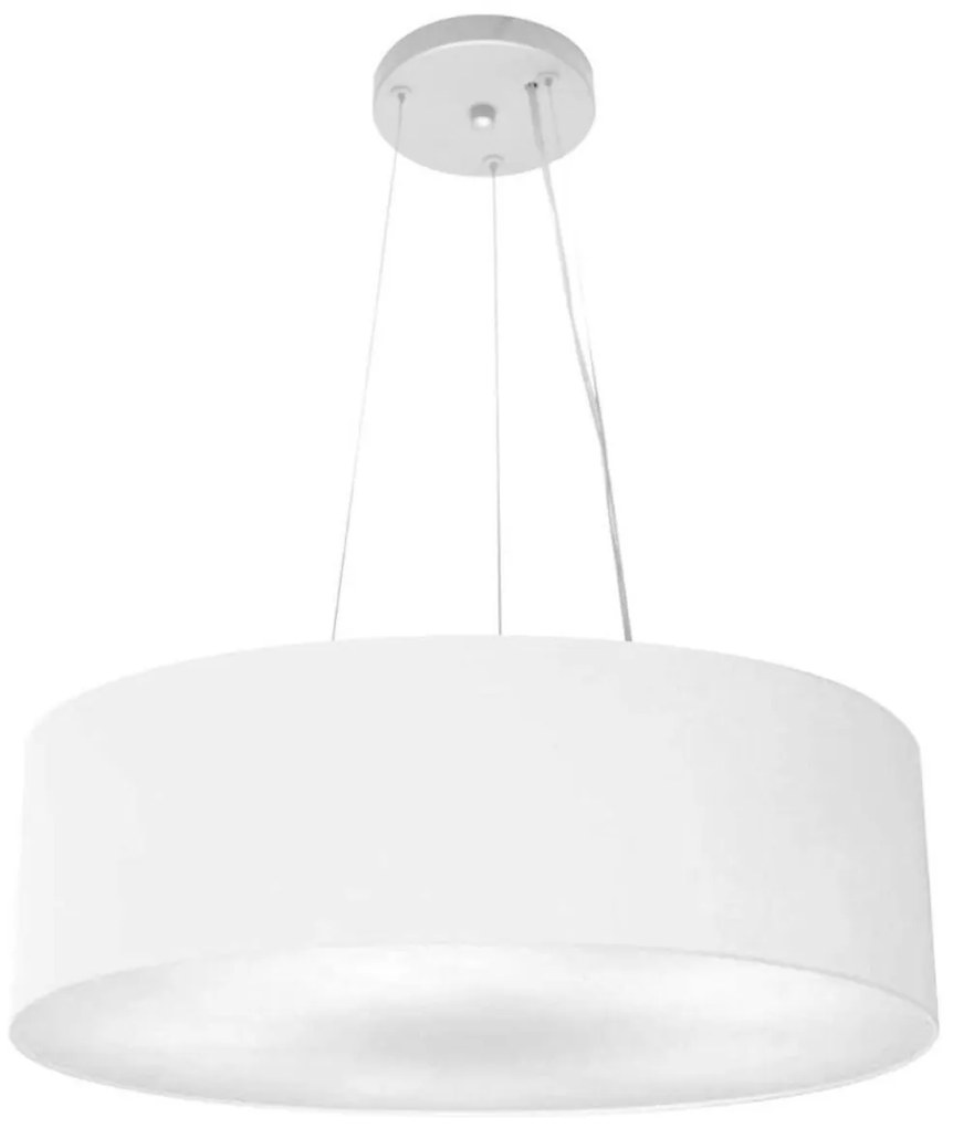 Lustre Pendente Cilíndrico Md-4134 Cúpula em Tecido 50x15cm Branco - Bivolt