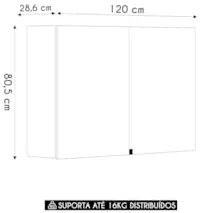 Armário de Cozinha Aéreo 120cm 2 Portas Minsk K02 Freijó - Mpozenato