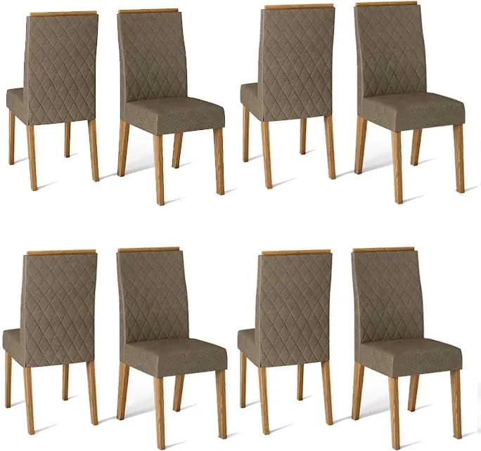 Conjunto 8 Cadeiras Cássia Carvalho Nobre Tecido Pecan